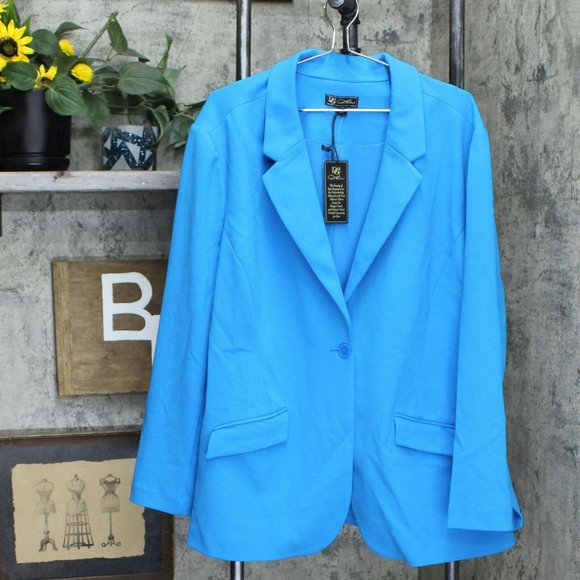 NWT DG2 Stretch Crepe Blazer 3X Blue - Picture 3 of 7
